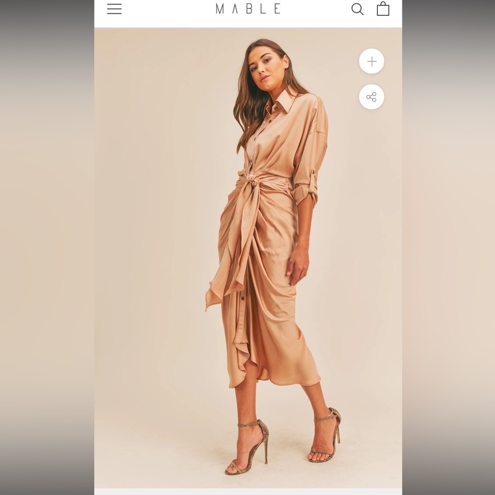 Mable Women's Tan Satin Dress